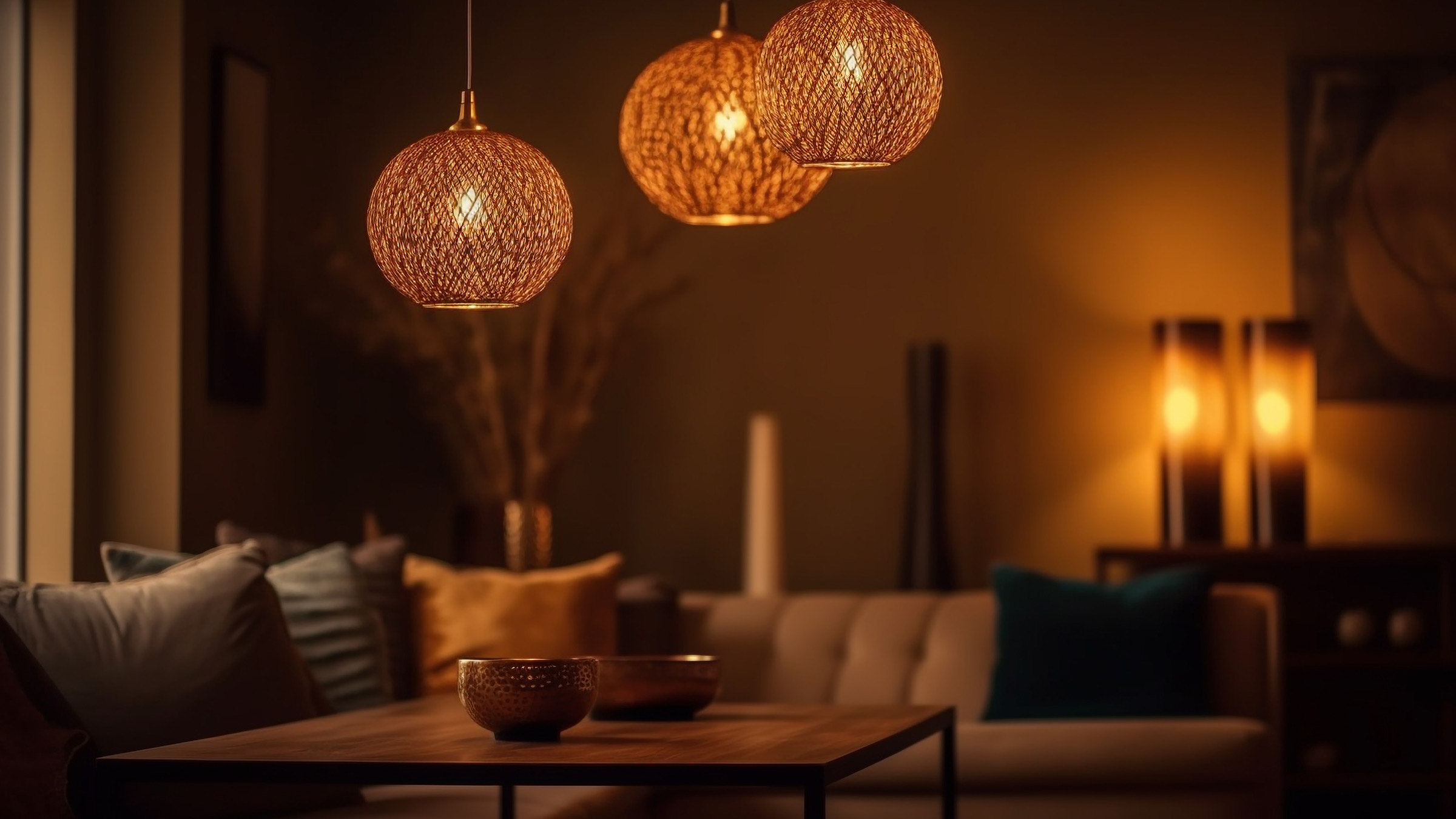 Ambiente decorado com lustres Mercoluz