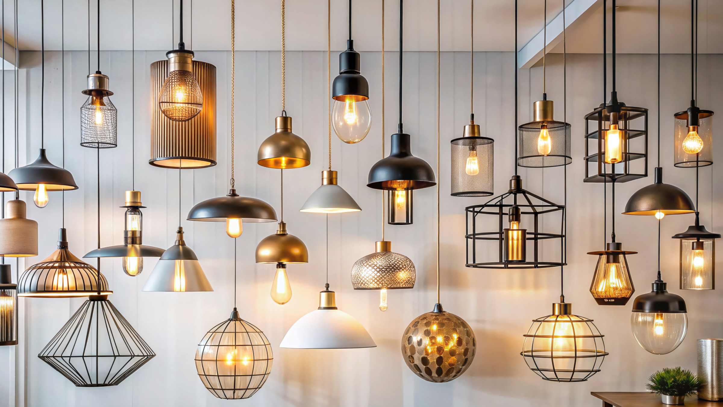Variedade de luminárias e pendentes Mercoluz
